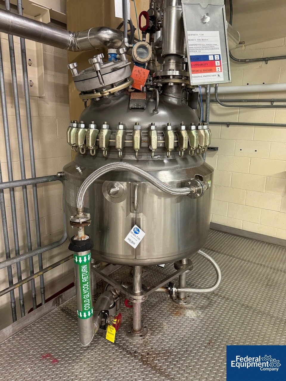 50 Gal Pfaudler Glass lined Reactor Body, 100/95# | Federal Equipment ...