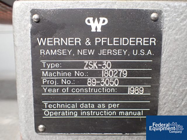 30mm Werner & Pfleiderer Twin Screw Extruder, Type ZSK-30