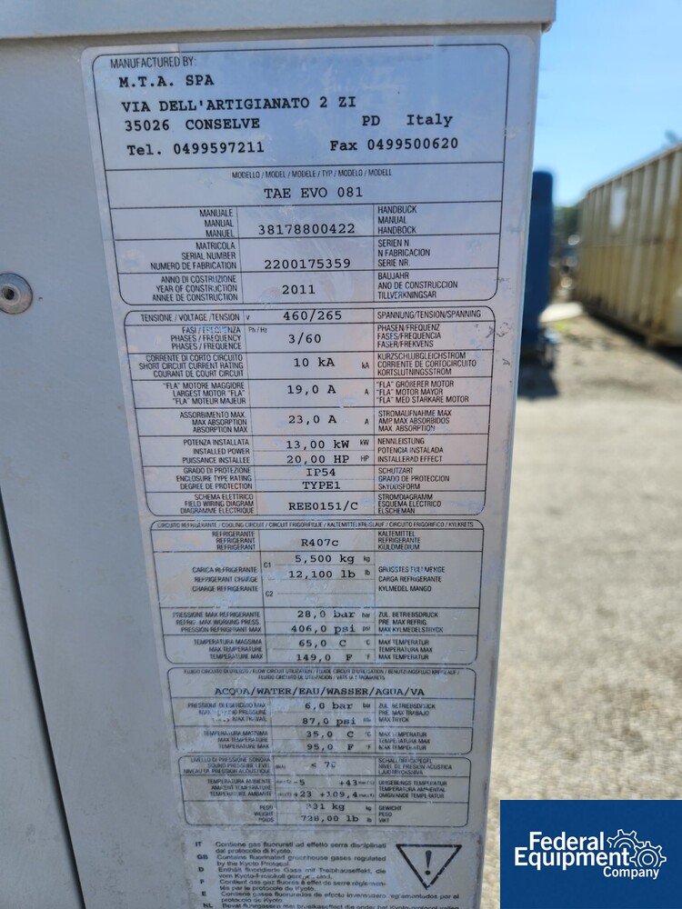 7.6 Ton MTA Chiller, Model TAE EVO 081 | Federal Equipment Company