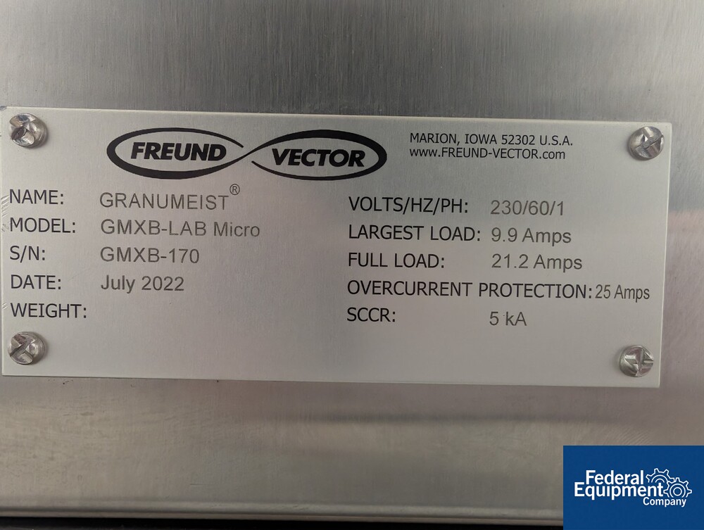 Vector Granulator Mini 4 Liter Freund Vector Lab Granumeist Shear Mixer Granulator, Model GMXB ...