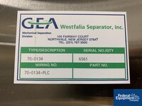 Image of Westfalia Disc Centrifuge, Model CSC 20-06-476, S/S 10