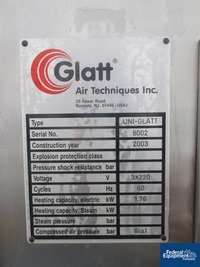 Image of Glatt Fluid Bed Dryer, Model UNIGLATT, S/S 02
