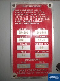 Image of 75 Ton Dake Hydraulic Press, Model 45-180 02