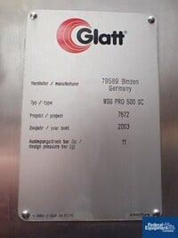 Image of Glatt WSG Pro 500 SC Fluid Bed Dryer, S/S 04