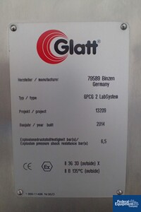 Image of Glatt GPCG 2 Fluid Bed Dryer, S/S, XP 02