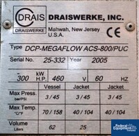 Image of Draiswerke Perl Mill, Model DCP-MEGAFLOW ACS-800/PUC, S/S 17