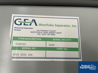Image of GEA Westfalia Solid Bowl Disc Centrifuge, Model TC100-01-506 21