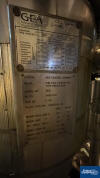 Image of 6.3 Sq Meter / 67 Sq Ft GEA Canzler Thin Film Evaporator, 904L S/S, 3.2/16 Bar 02