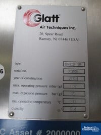Image of Glatt GPCG 15 Fluid Bed Dryer Granulator, S/S 15