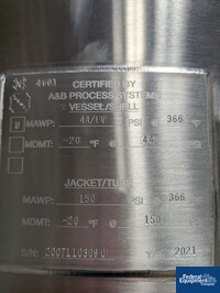 Image of 500 Liter A&B Process Systems Receiver Tank, 316 S/S, 44/150# 02