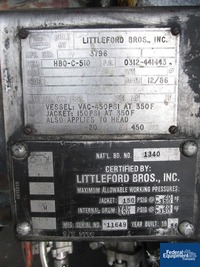 Image of 1.8 Cu Ft Littleford Mixer, Model DVT 50, 304 S/S, JKT, 450# 12