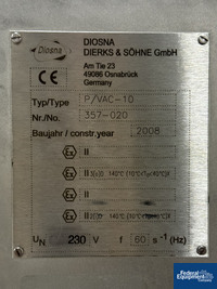 Image of 10 Liter Diosna High Shear Mixer, S/S, Model P/VAC-10 02