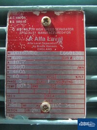 Image of ALFA LAVAL SEPARATOR, MODEL BTPX-205 SGD, S/S 09