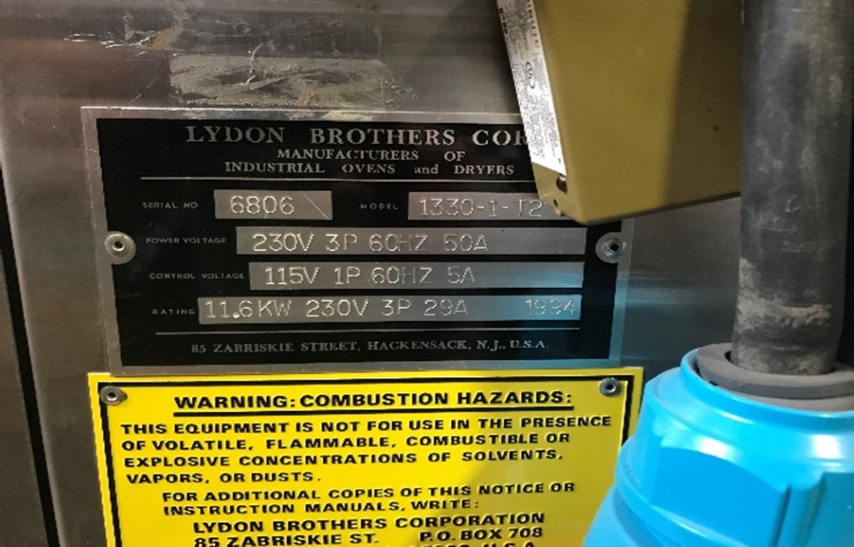 Lydon  Oven, Model 1330-1-T2, S/S