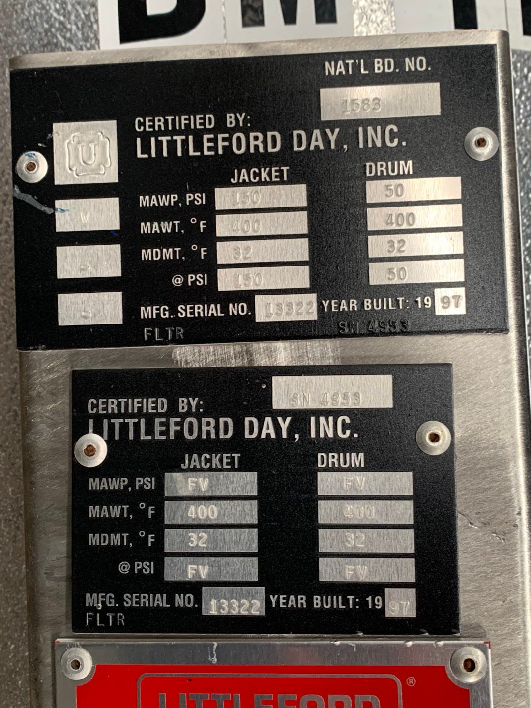 9.9 Cu Ft Littleford Mixer / Reactor, Model DVT300 S/S, 50/150#