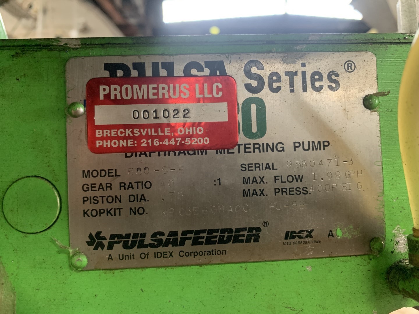 PulsaFeeder Diaphragm Metering Pump, Model 680-S-E, 0.5 HP