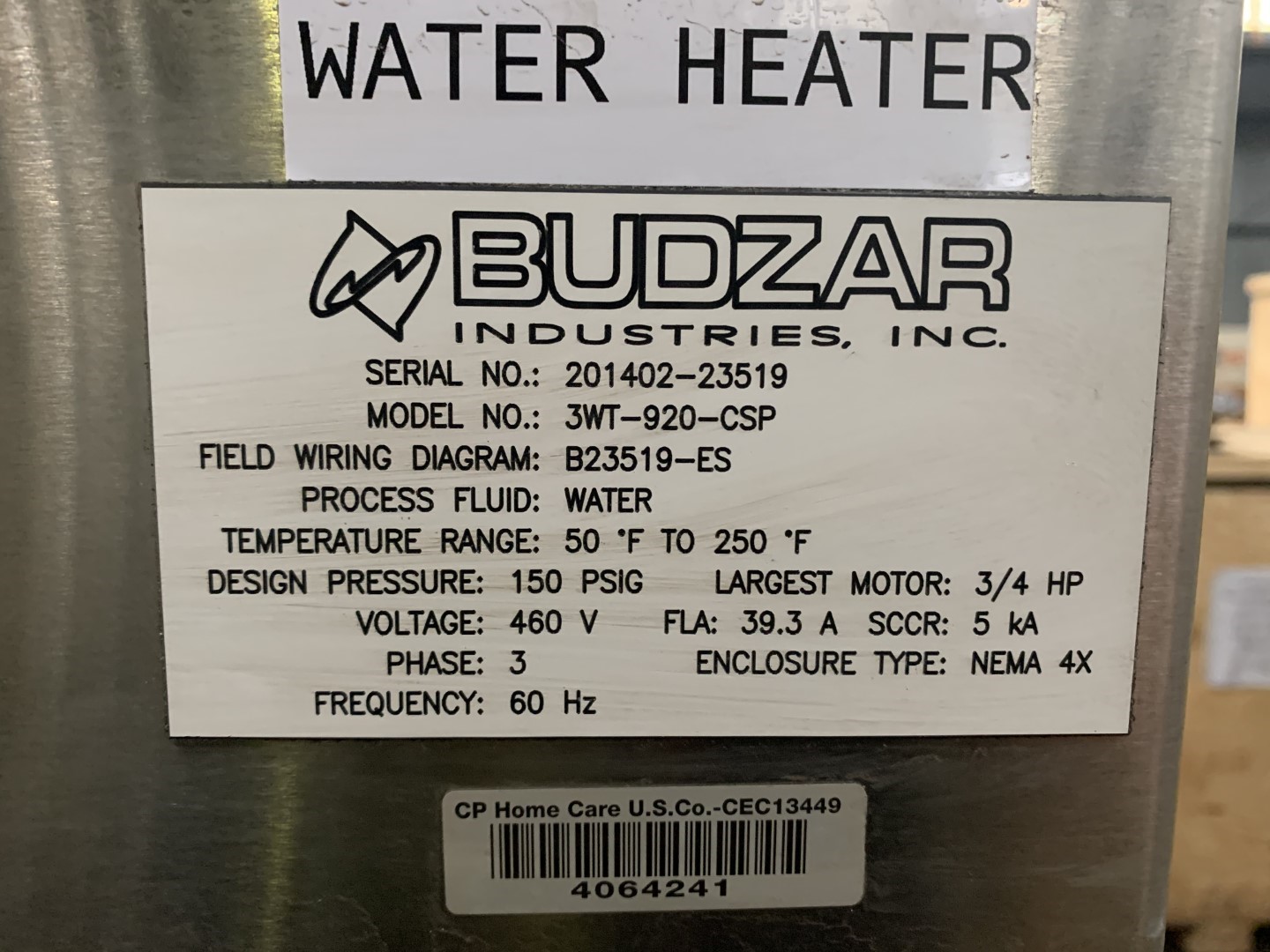 27 KW Budzar Hot Water Heater, 3 Zone