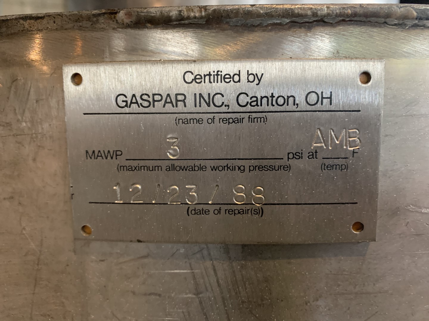 200 Gal Gaspar Tank, S/S
