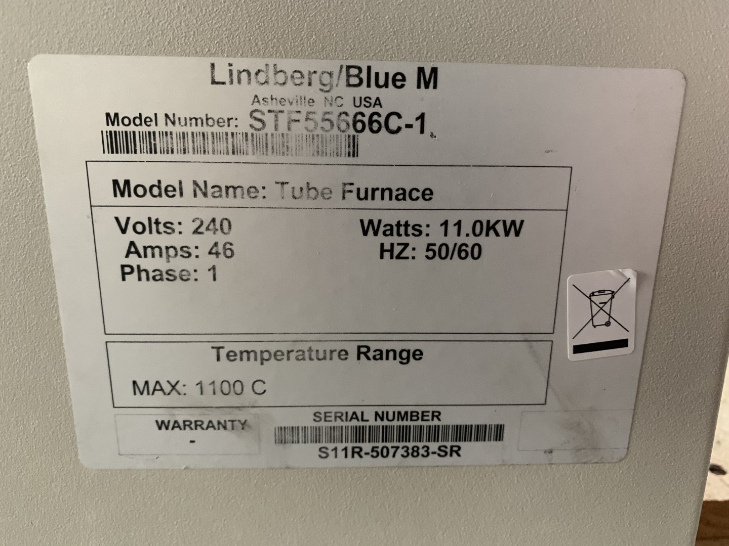 Linberg Blue M Tube Furnace