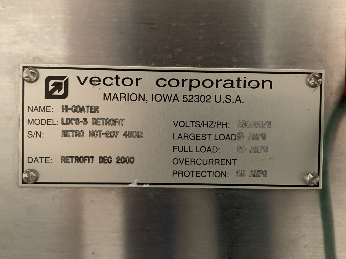 12" Vector LDCS3 Hi-Coater Coating Pan, S/S