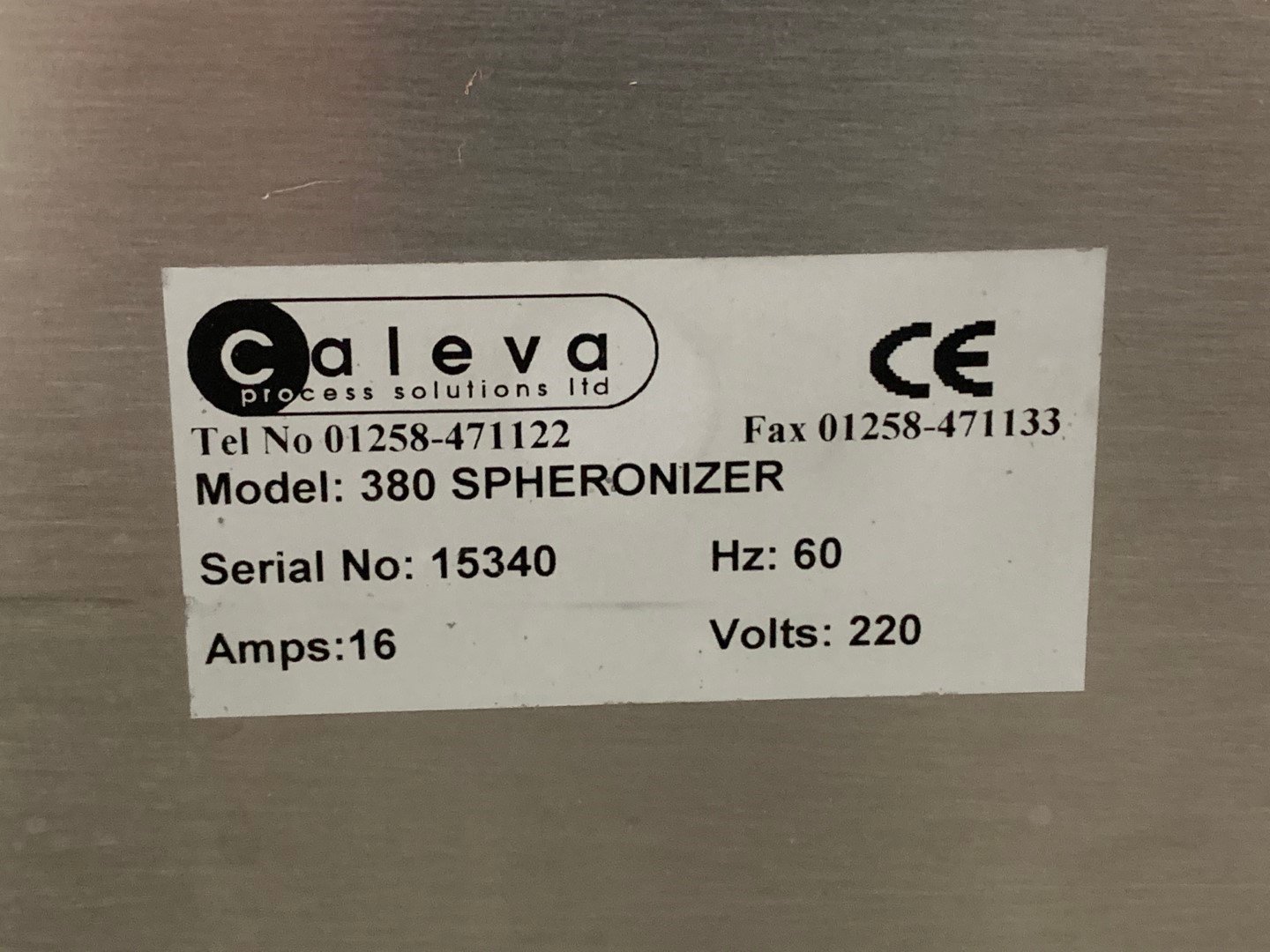 Caleva 380 Spheronizer, S/S
