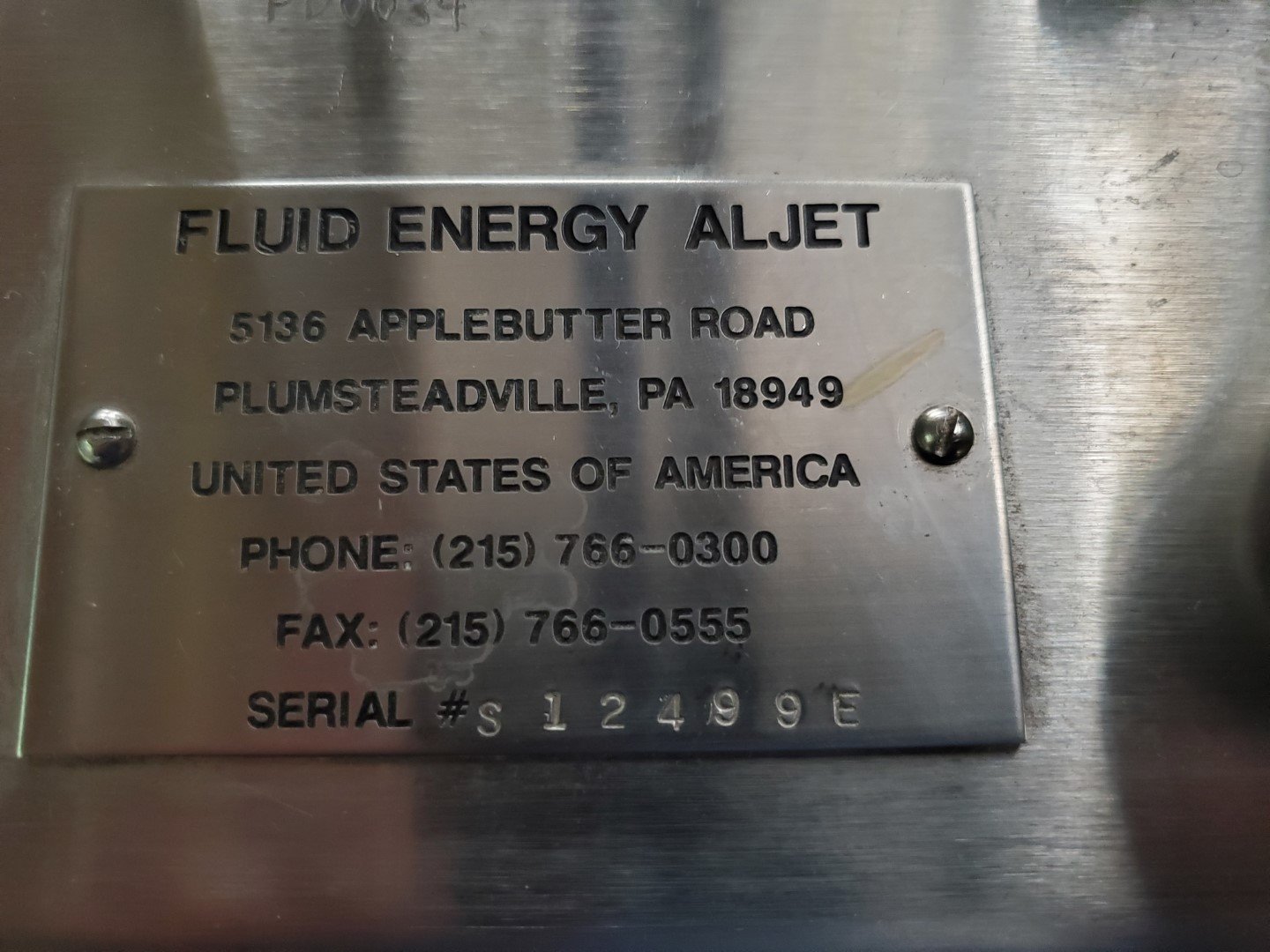 Fluid Energy Jet Mill, model ALJET, S/S