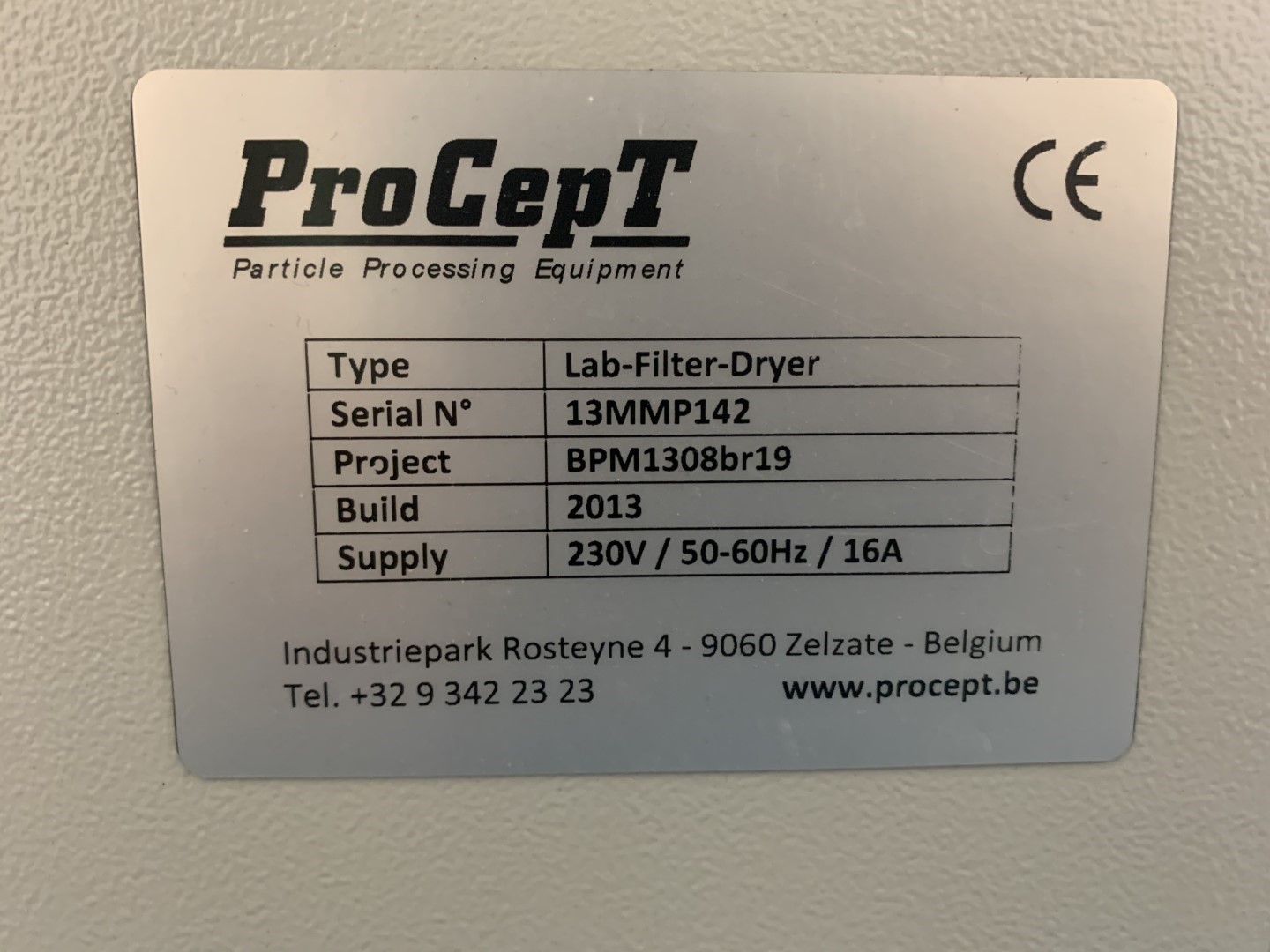0.0314 Sq Meter ProCepT Nutsche Filter Dryer