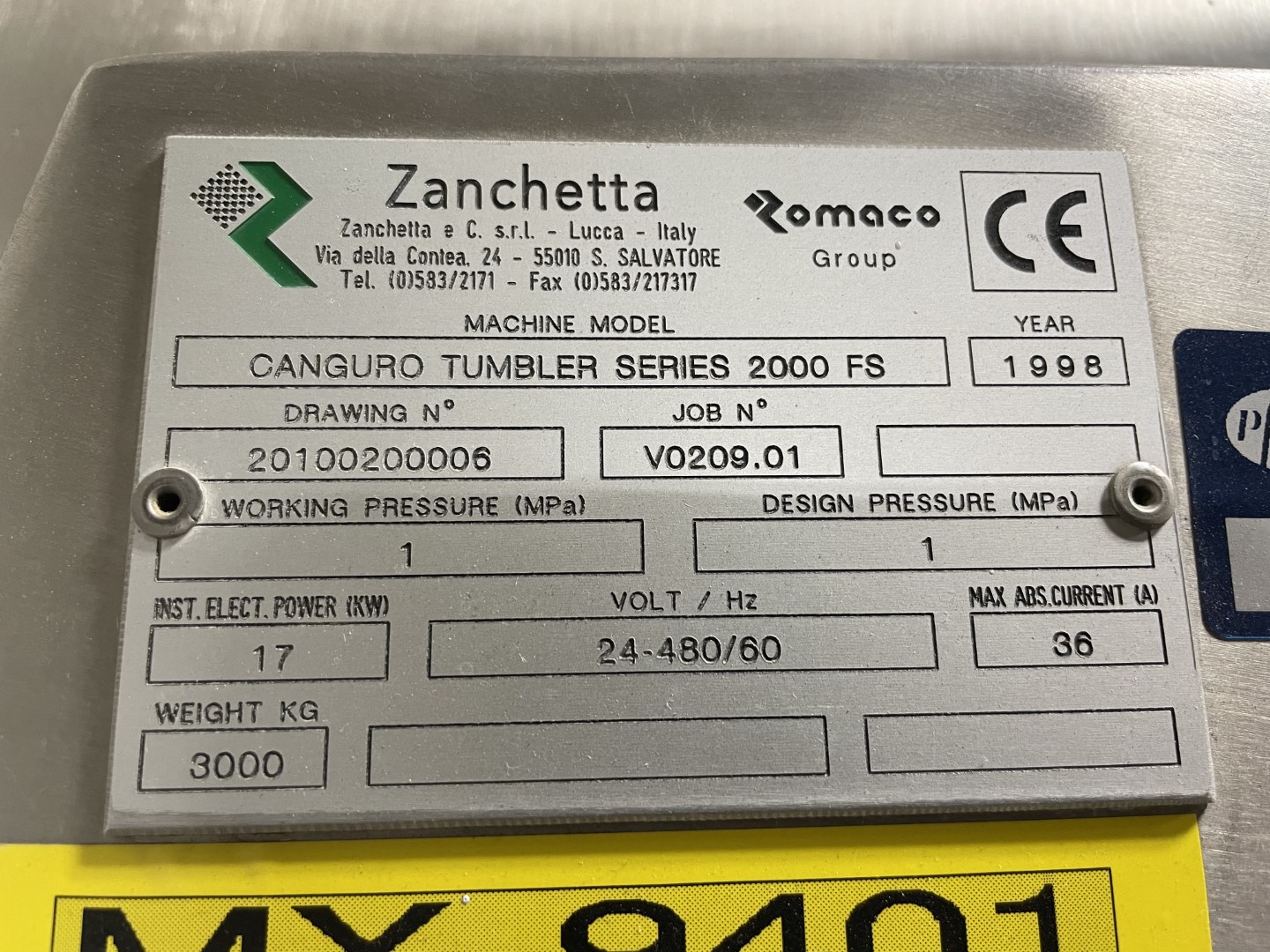 Zanchetta Canguro Bin Blender, S/S, Model 2000 FS