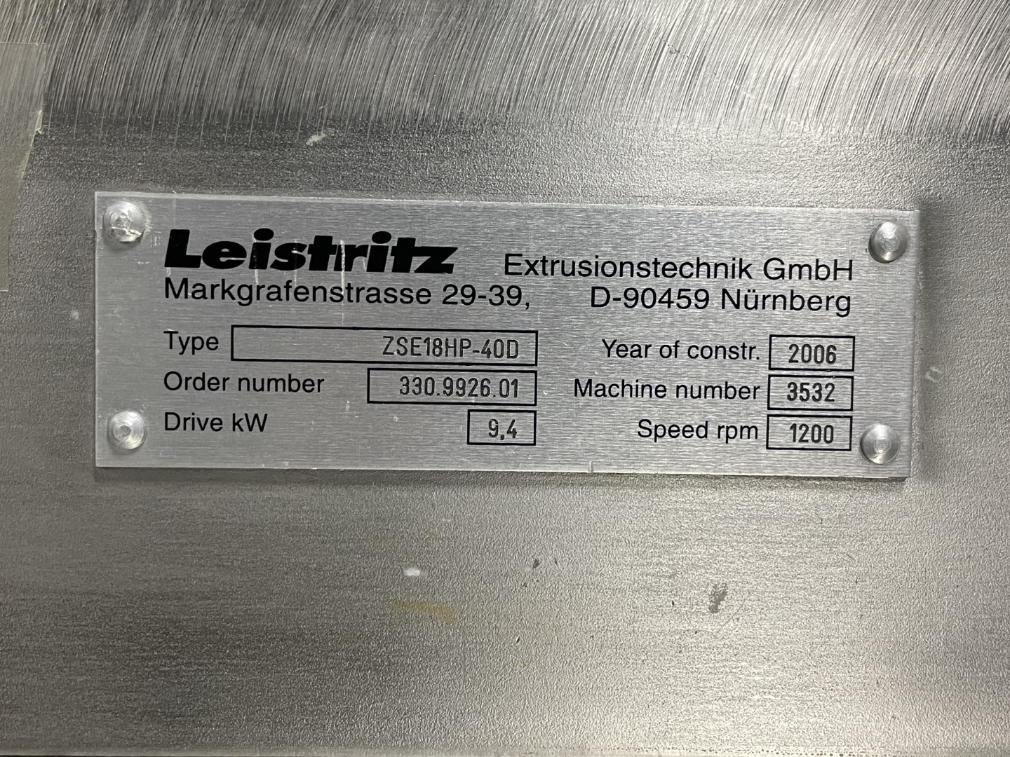 18 MM Leistritz Pharma Extruder Gearbox, Model ZSE18HP-40D