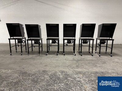 Inspection station booths, black, on casters.
